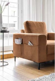 Poltrona in velluto a coste arancio-marrone Lofty Lilly - Miuform