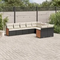 Set Divani da Giardino 9 pz con Cuscini Nero in Polyrattancod mxl 90206