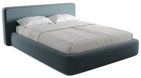 Letto matrimoniale imbottito blu con contenitore con griglia 160x200 cm Kiana - Makamii