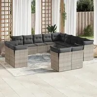 Set Divani da Giardino 13 pz con Cuscini Grigio in Polyrattan 3218550