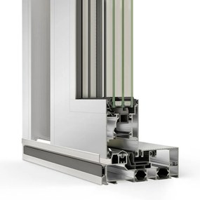 Porta alzante-scorrevole Schüco ASE 60, grigio antracite RAL 7016, 2000 x 1800 mm, configurazione individuale