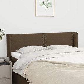 Testiera Ad Orecchio Marrone Scuro 147x16x78/88 Cm İn Tessuto /