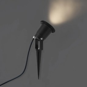 Faretto a picchetto nero con LED regolabile IP65 con cavo e spina - Basic