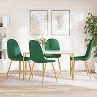 Sedie da Pranzo 4 pz Verde Scuro in Velluto 325681