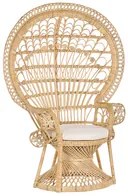 Sedia Rattan Beige 150 x 68 cm Vimini Cuscino per Seduta per Interni ed Esterni con Schienale Alto