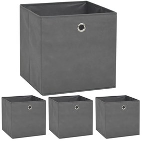 Contenitori 4 Pz İn Tessuto Non Tessuto 32x32x32 Cm Grigio /