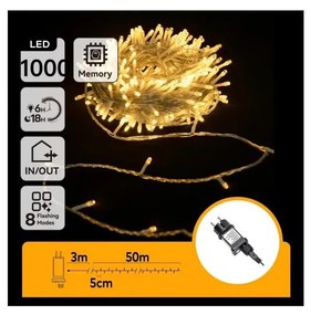 Aigostar - Catena luminosa natalizia LED da esterno 1000xLED/6W/230V 50m IP44 bianco caldo