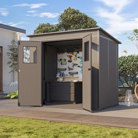 PRIMEYARD Casetta da giardino in plastica 213 x 145 cm, antracite - (GFPV01168)