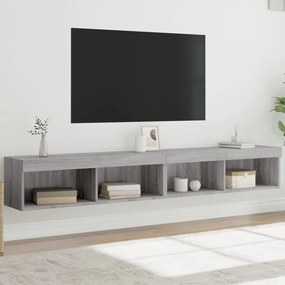 Mobili tv con luci led 2pz grigio sonoma 100x30x30 cm