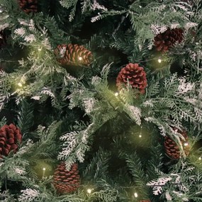 Albero di Natale con Luci e Pigne Verde e Bianco 150cm PVC e PE