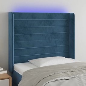 Testiera A Led Blu Scuro 83x16x118/128 Cm İn Velluto /