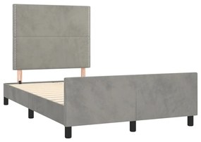Giroletto con testiera grigio chiaro 120x190 cm in velluto