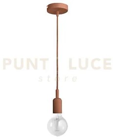 Gso073- pendente flute cavo in stoffa e rosone rame 1 luce attacco...