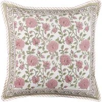 Cuscino decorativo cotone multicolore 45 x 45 cm motivo floreale fatto a mano rivestimento sfoderabile con imbottitura boho style