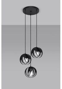 Sollux SL.1088 - Lampadario su corda TULOS 3xE27/60W/230V nero