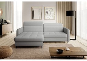 Divano angolare grigio allungabile/con contenitore (con penisola a sinistra/con chaise lounge) e rivestimento in bouclé Gomsi – ELTAP