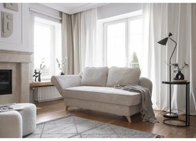 Chaise longue beige (con penisola a sinistra) con rivestimento in velluto a coste Chic Charlotte – Miuform