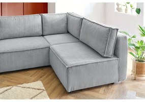 Divano angolare a U in velluto a coste grigio chiaro, angolo destro Nihad modular - Bobochic Paris