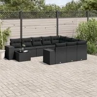 Set Divani da Giardino 11 pz con Cuscini in Polyrattan Nero 3255462