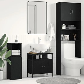 Mobile Lavabo Bagno Rovere Nero 60x30x60cm Legno Multistrato /