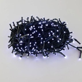 Catenaria NATALIZIA LED 8 GIOCHI DI LUCE, 23m, IP44 - Cavo VERDE Colore Bianco Freddo 7500 - 8500 °K