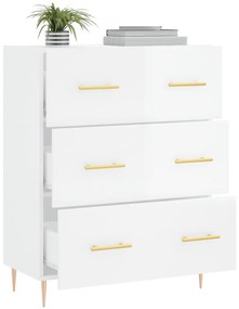 Credenza 69,5x34x90 cm in legno multistrato bianco lucido