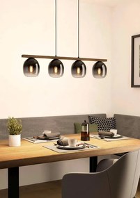Lampadario Moderno Filago nero paralume grigio e nero e trasparente 4x E27 EGLO