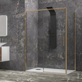 Box doccia oro satinato 70x110 scorrevole e fisso vetro 6mm altezza 200h | KLA-4000G - KAMALU