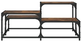 Tavolino salotto rovere fumo 87,5x87,5x40 cm legno multistrato