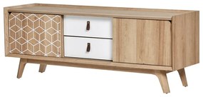 Cassettiera TV bianca e marrone Java - Marckeric