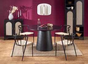 Set tavolo rotondo Ginter nero + 4 sedie con corda K515