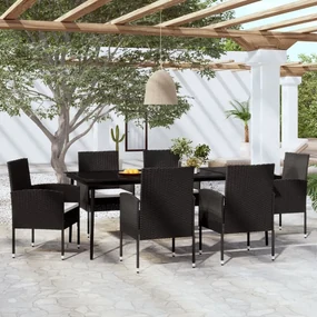 Set da pranzo da giardino 7 pz nero