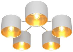 Lampadario a plafone ALBA 5xE27/15W/230V bianco/dorato