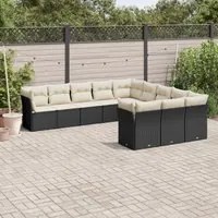 Set Divani da Giardino 11 pz con Cuscini in Polyrattan Nero 3218406