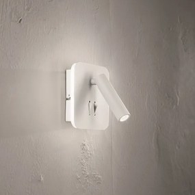 Applique SELLA 13 cm in metallo Bianco retroilluminata e spot LED orientabile