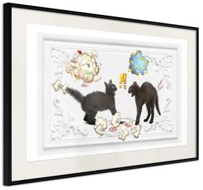 Poster  Cat Fight  Cornice Quadri Cornice nera con pass-partout, Larghezza x Altezza Home decor 45x30