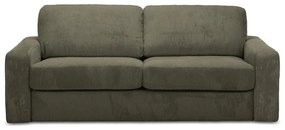 Divano color kaki allungabile con rivestimento in velluto a coste 195 cm Nona – Makamii