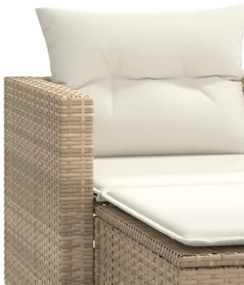 Divano da Giardino 2 Posti con Sgabelli Beige in Polyrattan