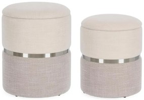 Set di 2 Pouf contenitore RADINKA in tessuto beige e grigio