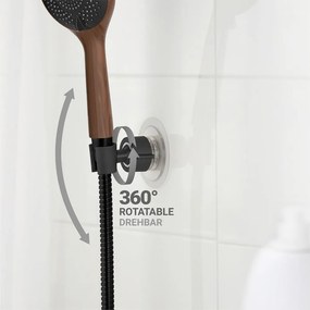 Supporto per soffione doccia senza foratura nero opaco in plastica Libertà – Wenko