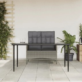 Set da pranzo da giardino 2 pz con cuscini in polyrattan grigio