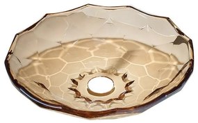 Lavabo da appoggio IDRO BRIC irregolare piletta non inclusa in vetro L 46 x H 12.5 x P 46 cm beige piletta non inclusa