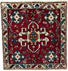 Shiraz Tappeto 60 x 60 Rosso (Iran) Annodato A Mano