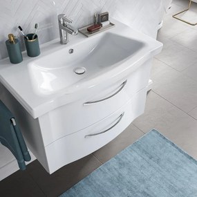 Mobile da bagno sospeso sotto lavabo L 75 x H 49 x P 42.7 cm bianco lucido, 2 cassetti PELIPAL Solitaire