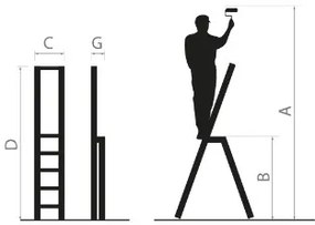 Scala in alluminio con 5 gradini e portata di 150 kg