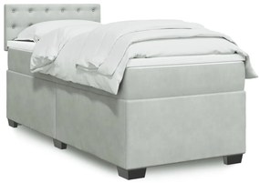 Giroletto A Molle Con Materasso Grigio Chiaro 80x200 Cm Velluto /