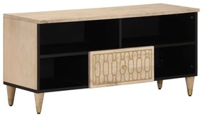 Mobile Porta Tv 100x33x46 Cm İn Legno Massello Di Mango /