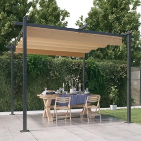 Pergola Da Giardino Con Tetto Retrattile 3x3 M Tortora /