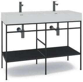 Mobile sottolavabo e lavabo Outline per doppia vasca nero L 120 x H 89 x P 45.5 cm