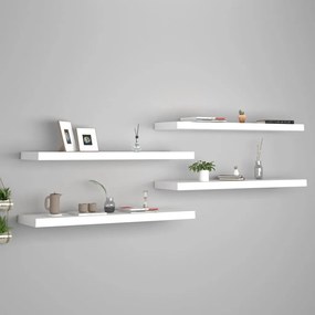 Scaffali A Parete 4 Pz Bianchi 90x23,5x3,8 Cm İn Mdf /